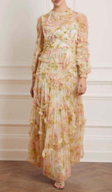 FLORAL-PRINT RUFFLED MAXI DRESS DRESS STYLE OF CB