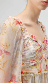 FLORAL-PRINT RUFFLED MIDI DRESS DRESS styleofcb