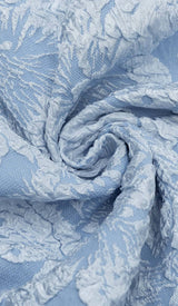 FLORAL-PRINT PUFF SLEEVE MIDI DRESS IN CLEAR SKY DRESS STYLE OF CB