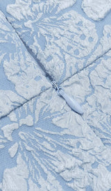 FLORAL-PRINT PUFF SLEEVE MIDI DRESS IN CLEAR SKY DRESS STYLE OF CB