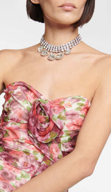 FLORAL APPLIQUE RUFFLED MINI DRESS IN RED DRESS STYLE OF CB