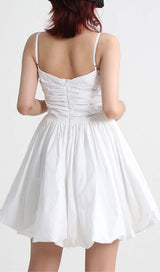 FLORAL APPLIQUE SLIM MINI DRESS IN WHITE styleofcb