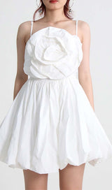 FLORAL APPLIQUE SLIM MINI DRESS IN WHITE styleofcb