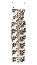 FLORAL RUFFLE MIDI DRESS IN WHITE DRESS STYLE OF CB