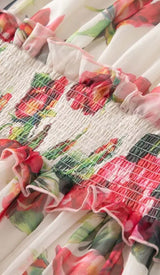 FLORAL TIERED MIDI DRESS IN PINK DRESS STYLE OF CB