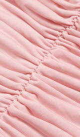 FLOWER-EMBELLISHED RUCHED MINI DRESS IN COTTON CANDY DRESS STYLE OF CB