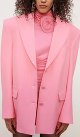 FLOWER-EMBELLISHED RUCHED MINI DRESS IN PINK DRESS STYLE OF CB