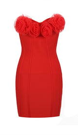 FLOWER EMBELLISHED CORSET MIDI DRESS IN WINE DRESS STYLE OF CB