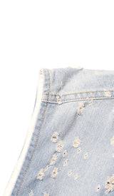 FRAYED DENIM MINI DRESS styleofcb