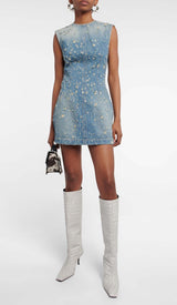 FRAYED DENIM MINI DRESS styleofcb