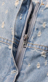 FRAYED DENIM MINI DRESS styleofcb