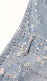 FRAYED DENIM MINI DRESS styleofcb