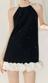 FRILL PEARL MINI DRESS IN BLACK DRESS STYLE OF CB