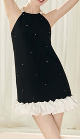 FRILL PEARL MINI DRESS IN BLACK DRESS STYLE OF CB