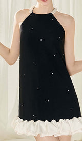 FRILL PEARL MINI DRESS IN BLACK DRESS STYLE OF CB