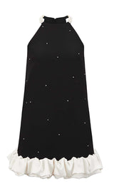 FRILL PEARL MINI DRESS IN BLACK DRESS STYLE OF CB