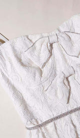 FRONT BOW TIERED MIDI DRESS IN WHITE DRESS STYLE OF CB