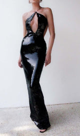 FRONT CUTOUT BACKLESS MAXI DRESS IN BLACK DRESS styleofcb