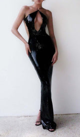 FRONT CUTOUT BACKLESS MAXI DRESS IN BLACK DRESS styleofcb