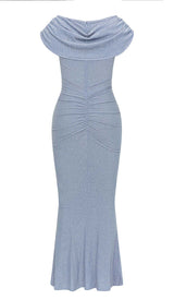 FRONT DRAPED MERMAID DRESS IN BLUE DRESS STYLE OF CB