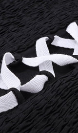 FRONT LACE UP STRAPLESS MAXI DRESS IN BLACK DRESS sis label