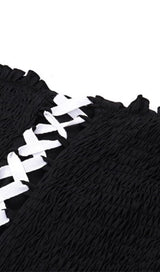 FRONT LACE UP STRAPLESS MAXI DRESS IN BLACK DRESS sis label