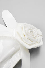 GLAM WITH EDGY SKINTIGHT LATEX GOWN IN WHITE LEATHERETTE PIECES Oh CICI