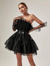 STRAPLESS MESH MINI DRESS IN BLACK Dresses sis label