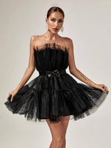 STRAPLESS MESH MINI DRESS IN BLACK Dresses sis label
