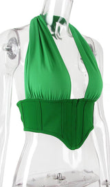 HALTER TOPS IN GREEN Shirts & Tops styleofcb