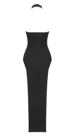 HALTER BACKLESS BANDAGE MIDI DRESS IN BLACK DRESS STYLE OF CB