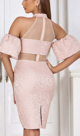 HALTER PUFF MINI DRESS IN PINK DRESS STYLE OF CB