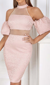 HALTER PUFF MINI DRESS IN PINK DRESS STYLE OF CB