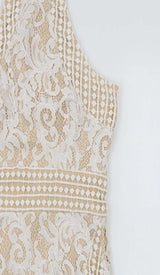 HIGH NECK CROCHET MINI DRESS IN BEIGE DRESS styleofcbdress