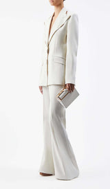 HIGH-RISE FLARED JACKET SUIT IN IVORY DRESS STYLE OF CB