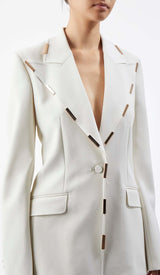 HIGH-RISE FLARED JACKET SUIT IN IVORY DRESS STYLE OF CB