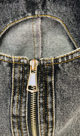 HIGH-WAISTED FADED DENIM TWO PIECES SET DRESS STYLE OF CB