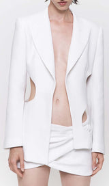 HOLLOW OUT LONG SLEEVE JACKET TOP AND SHORT SKIRT DRESS STYLE OF CB