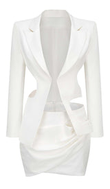 HOLLOW OUT LONG SLEEVE JACKET TOP AND SHORT SKIRT DRESS STYLE OF CB