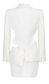 HOLLOW OUT LONG SLEEVE JACKET TOP AND SHORT SKIRT DRESS STYLE OF CB