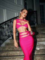 CUTOUT BANDAGE SET IN HOT PINK Sets sis label