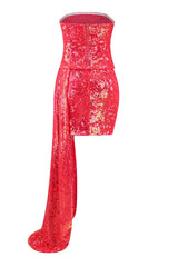 HOT SEQUIN PINK TOP AND SKIRT TWO PIECE SET TOPS & SKIRTS styleofcb