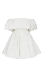 BANDEAU FLUFFY DRESS IN WHITE styleofcb