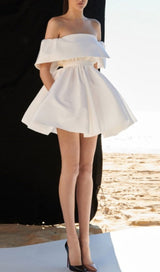 BANDEAU FLUFFY DRESS IN WHITE styleofcb