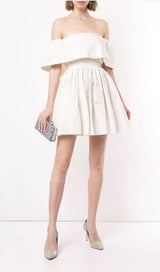 BANDEAU FLUFFY DRESS IN WHITE styleofcb