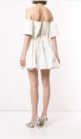 BANDEAU FLUFFY DRESS IN WHITE styleofcb