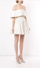 BANDEAU FLUFFY DRESS IN WHITE styleofcb