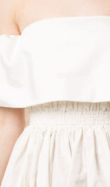 BANDEAU FLUFFY DRESS IN WHITE styleofcb