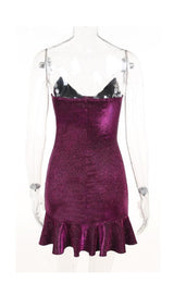 SHINY FISHTAIL MINI DRESS IN PURPLE styleofcb