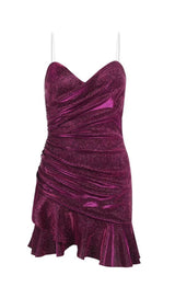 SHINY FISHTAIL MINI DRESS IN PURPLE styleofcb
